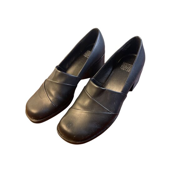 Mootsies Tootsies NEW Black Moelman Slip On Square Heel Loafer Shoes Sz 9 - Picture 1 of 8